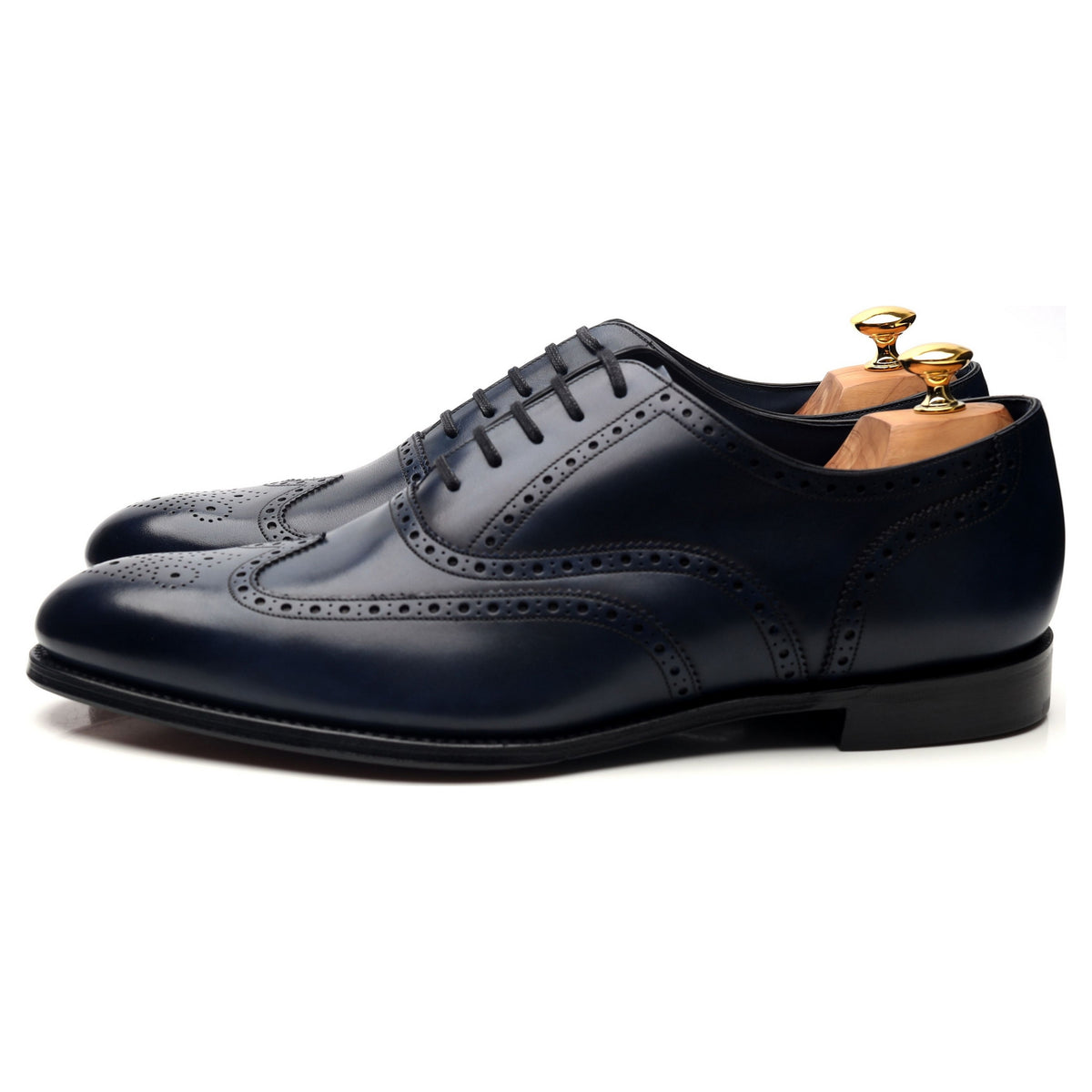 1880 &#39;Torrington&#39; Navy Blue Leather Oxford Brogues UK 12 F