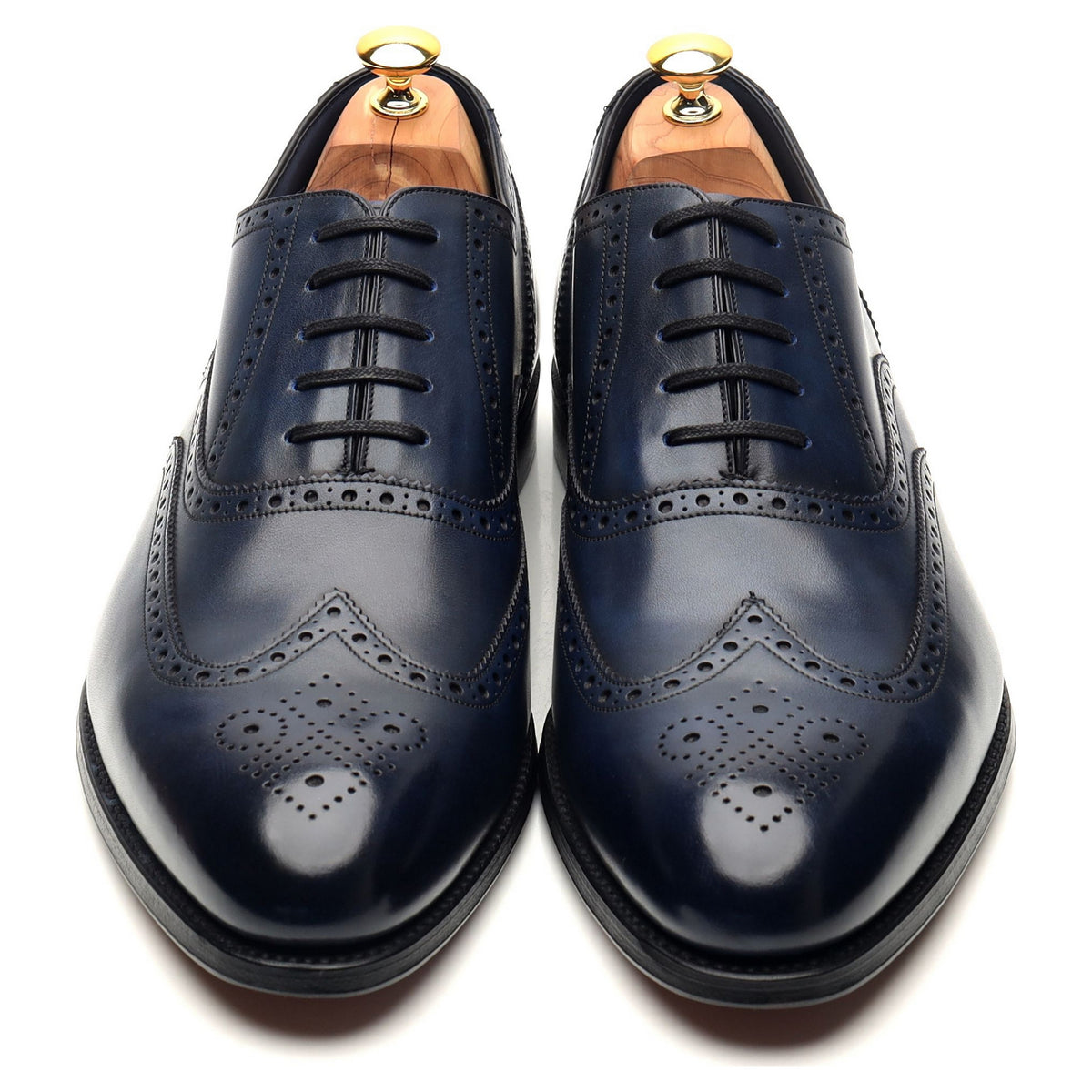 1880 &#39;Torrington&#39; Navy Blue Leather Oxford Brogues UK 12 F