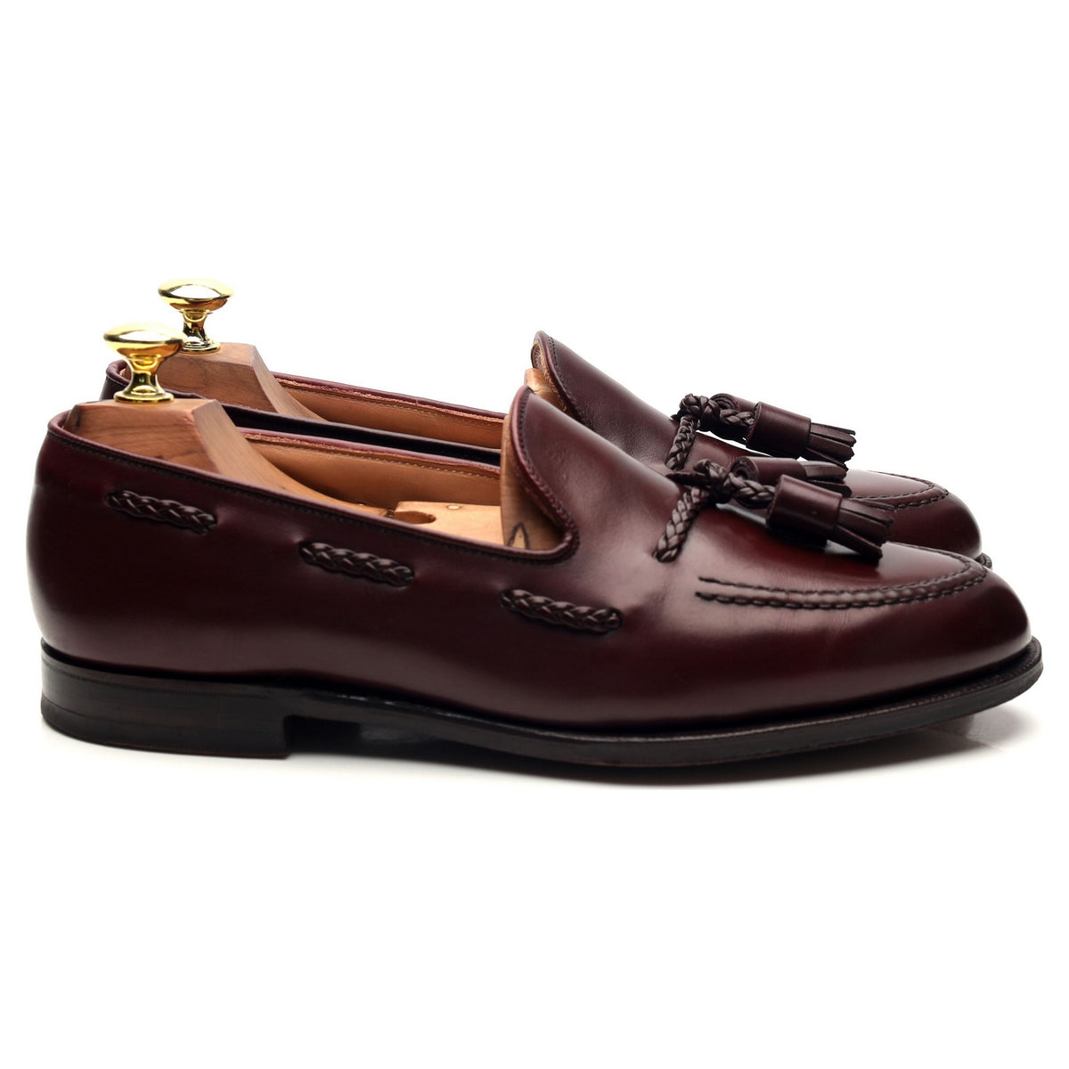 &#39;Aidan&#39; Burgundy Leather Tassel Loafers UK 7 EX