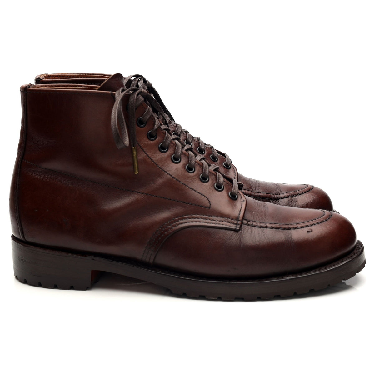 &#39;9030&#39; Brown Leather Moc Toe Beckman Boots UK 10 US 11