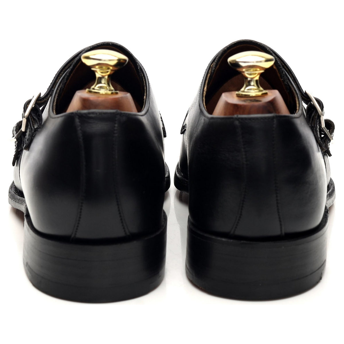 Black Leather Double Monk Strap UK 7 F