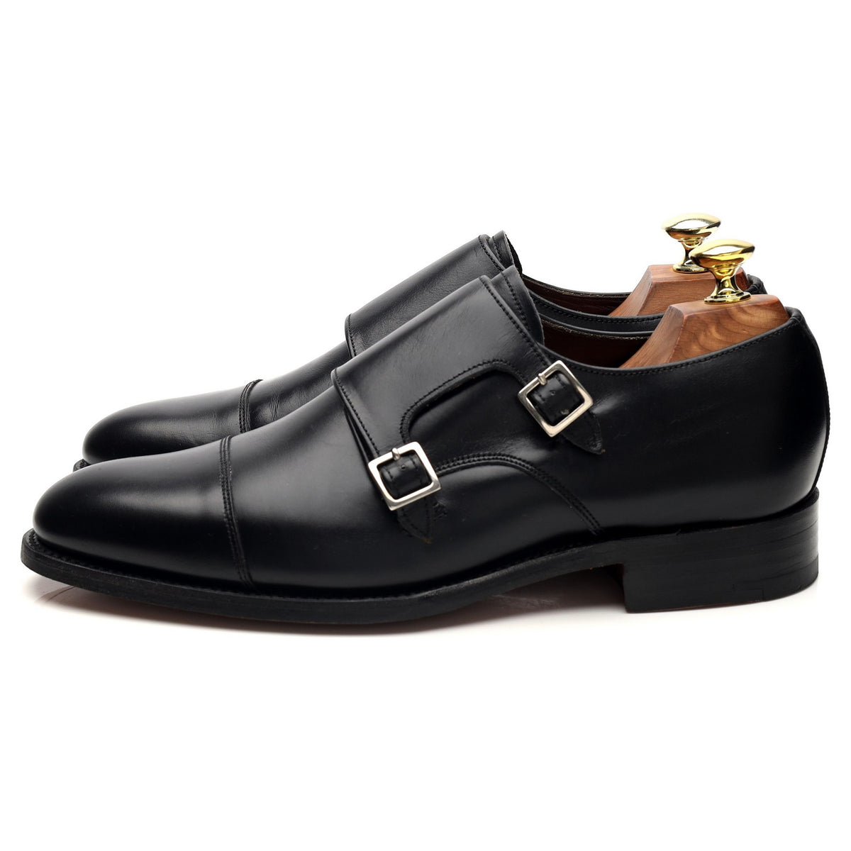 Black Leather Double Monk Strap UK 7 F