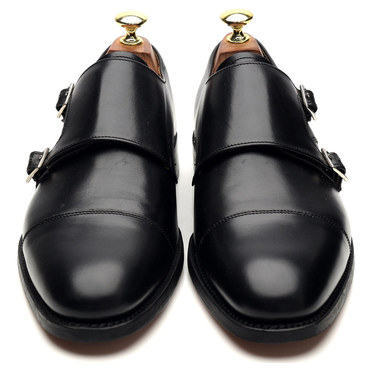 Black Leather Double Monk Strap UK 7 F