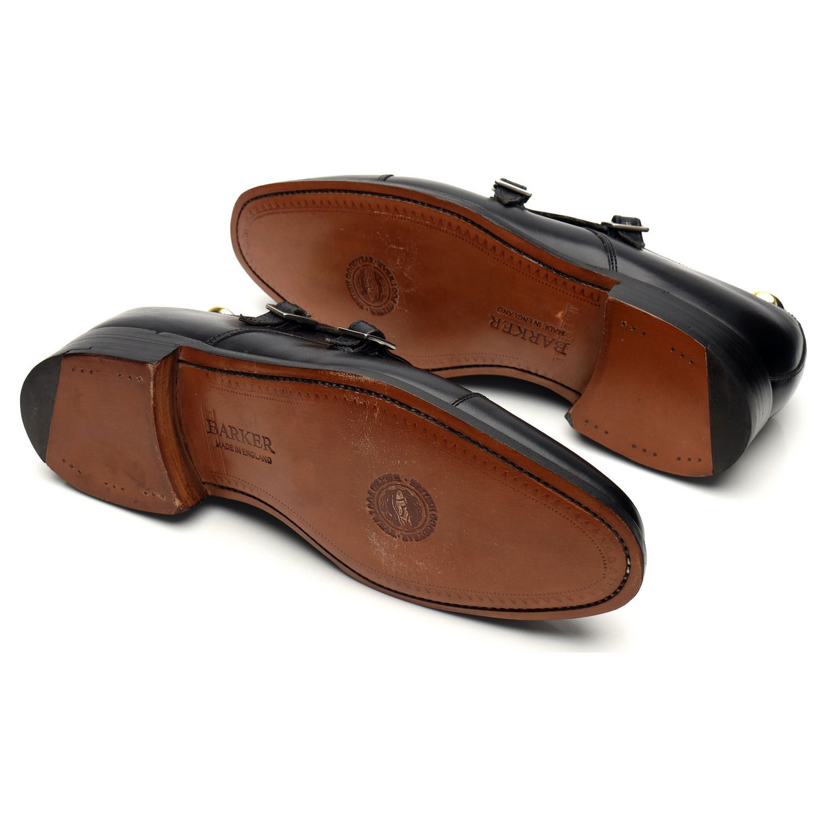 Black Leather Double Monk Strap UK 7 F