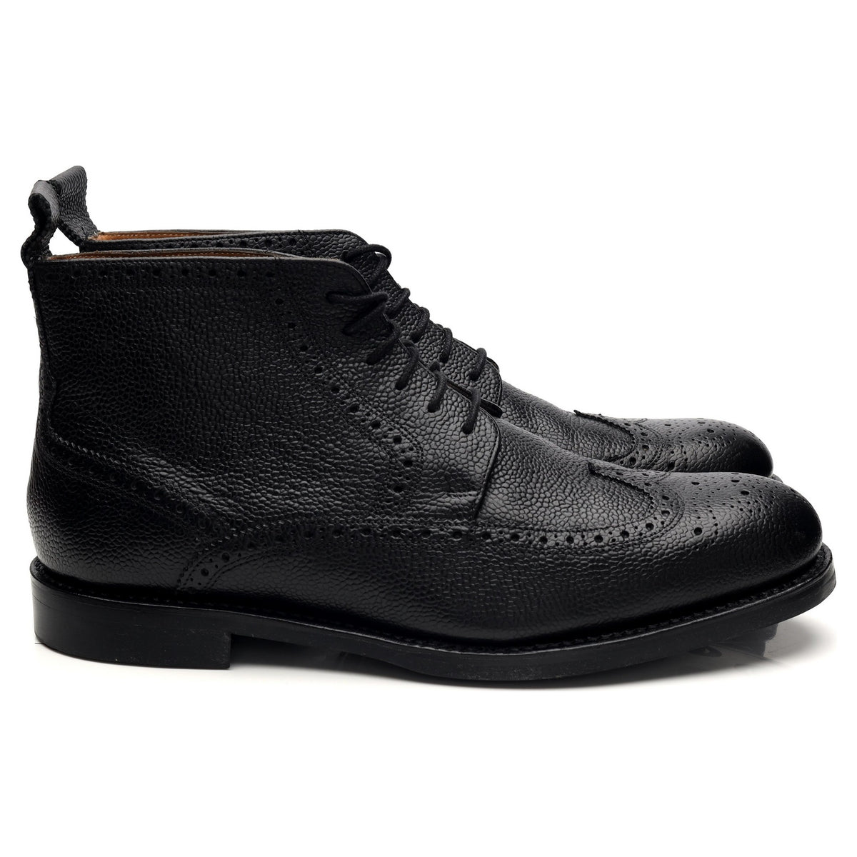 Charles Tyrwhitt Black Grain Leather Brogue Derby Boots UK 10