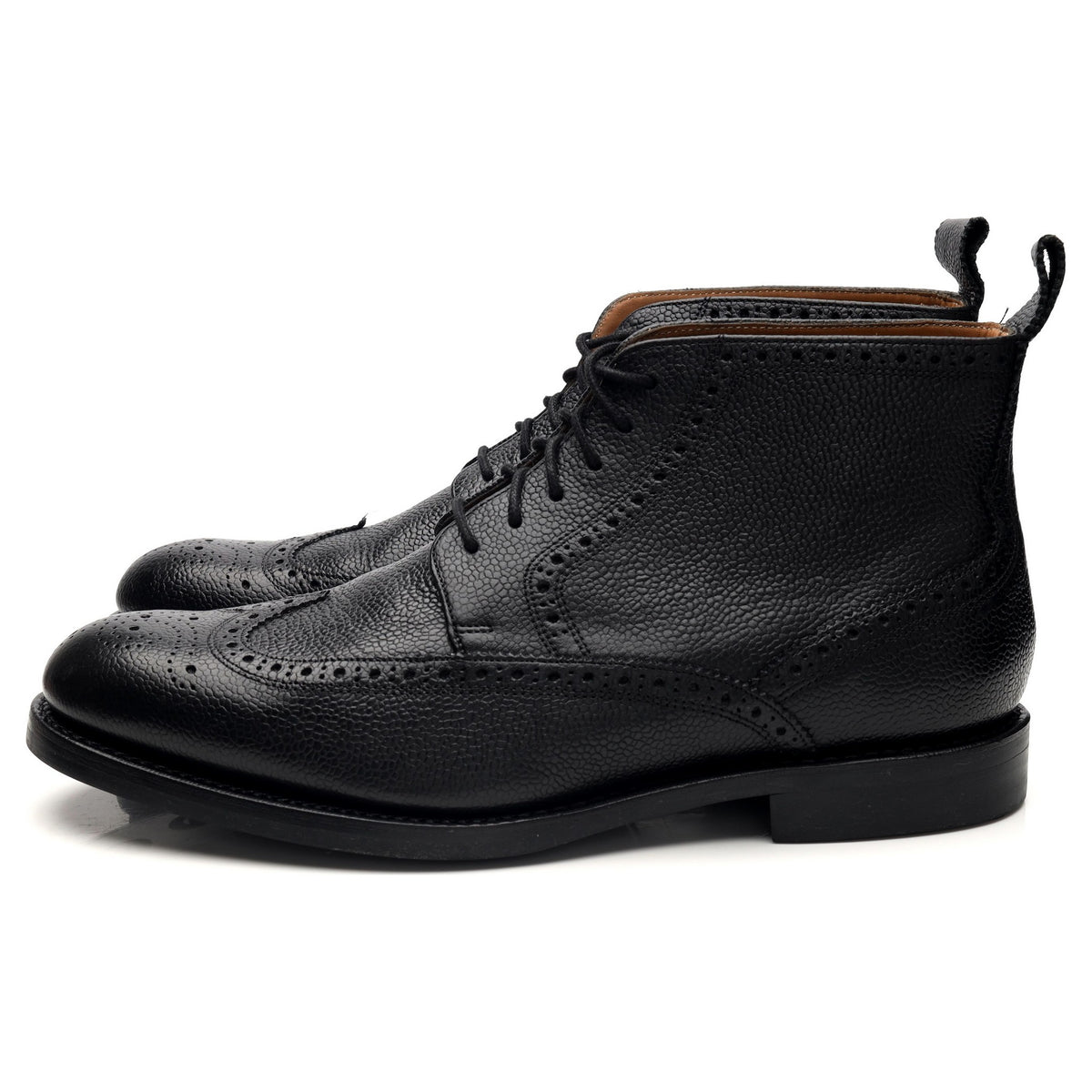 Charles Tyrwhitt Black Grain Leather Brogue Derby Boots UK 10