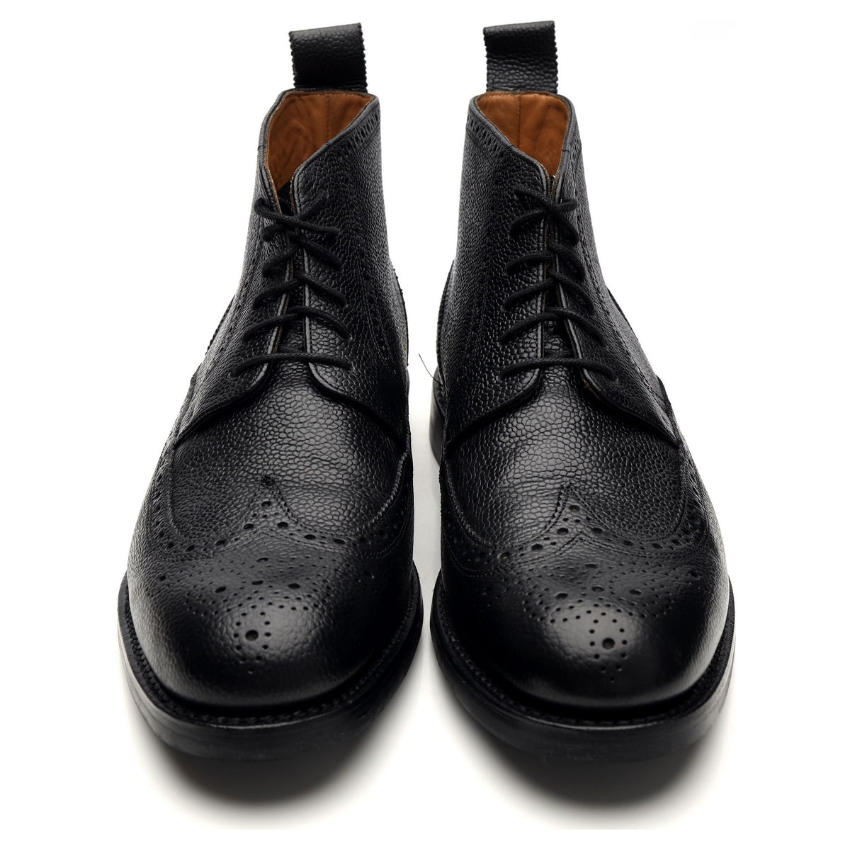 Charles Tyrwhitt Black Grain Leather Brogue Derby Boots UK 10