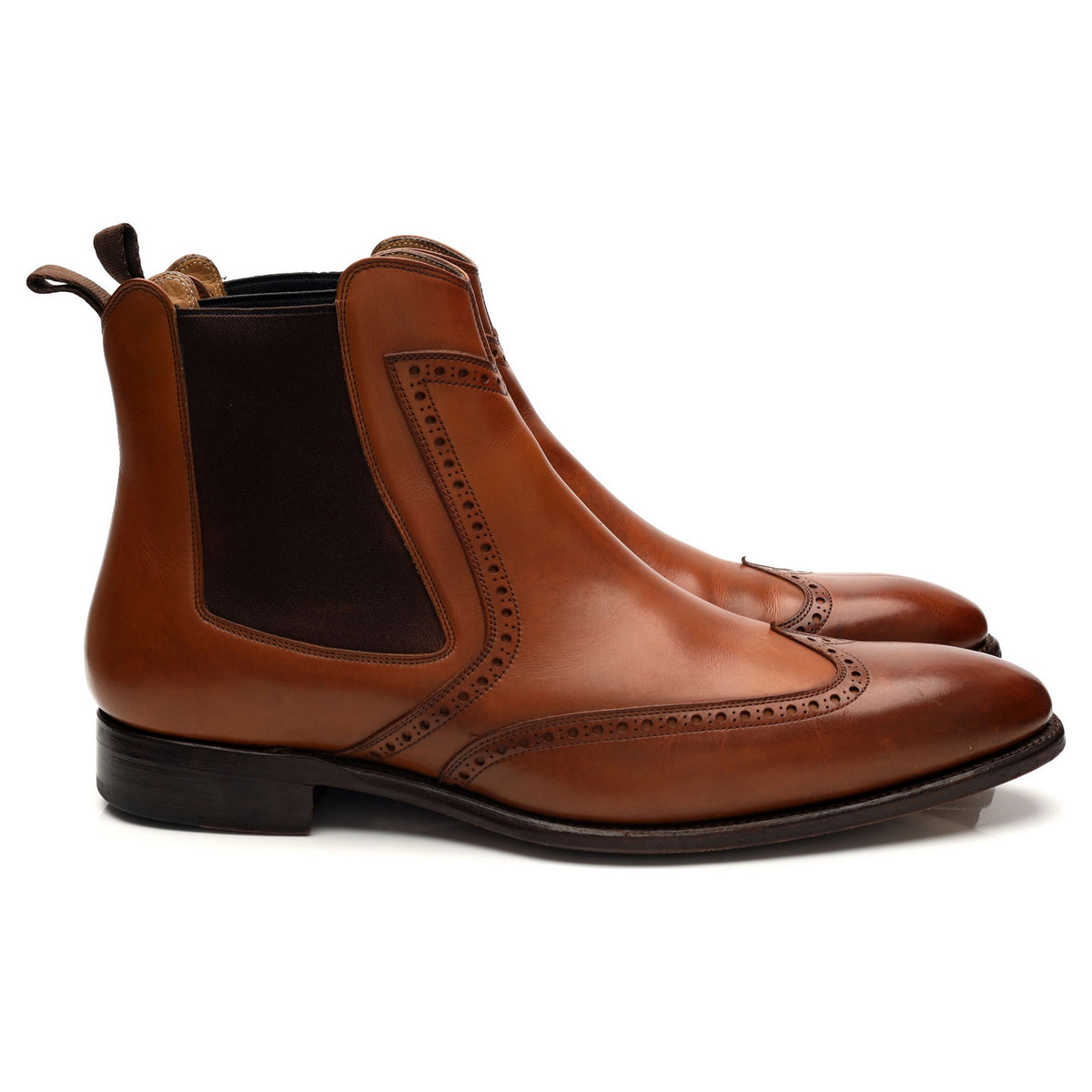 &#39;778&#39; Tan Brown Leather Chelsea Boots UK 10