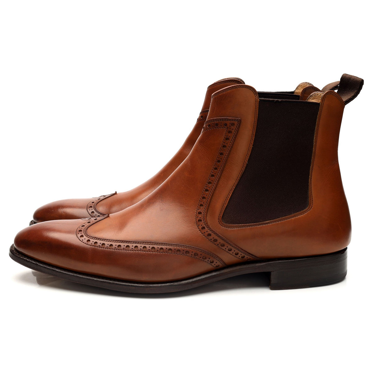 &#39;778&#39; Tan Brown Leather Chelsea Boots UK 10
