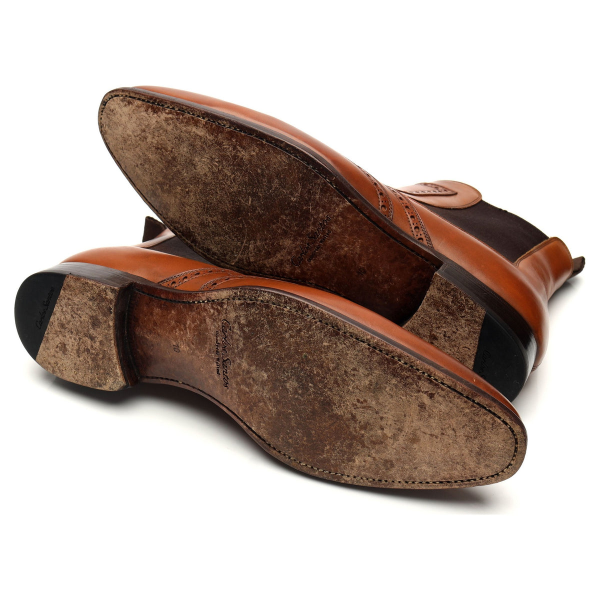 &#39;778&#39; Tan Brown Leather Chelsea Boots UK 10