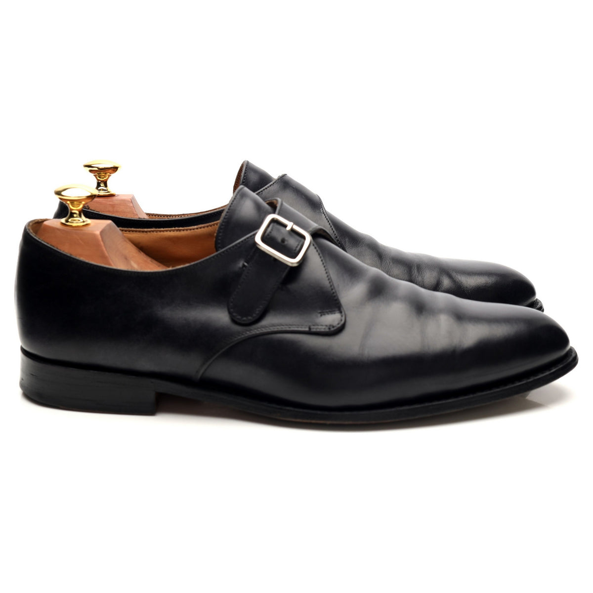 &#39;Lewiston&#39; Black Museum Leather Monk Strap UK 9