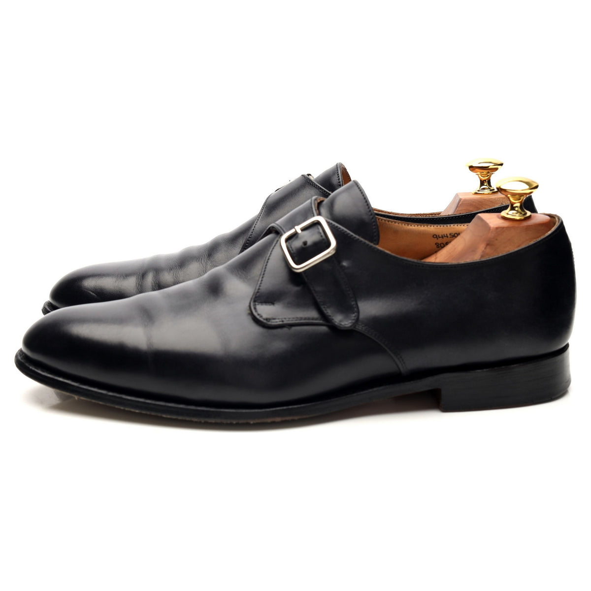 &#39;Lewiston&#39; Black Museum Leather Monk Strap UK 9