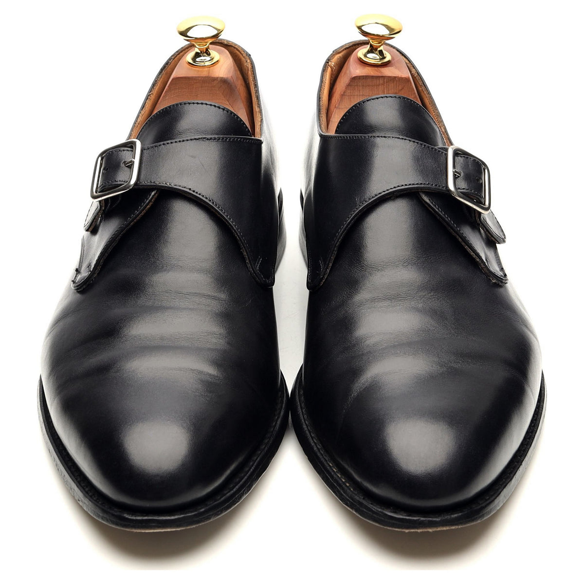 &#39;Lewiston&#39; Black Museum Leather Monk Strap UK 9