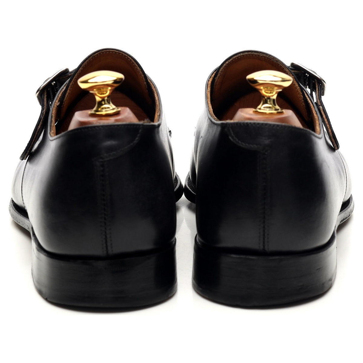 &#39;Lewiston&#39; Black Museum Leather Monk Strap UK 9