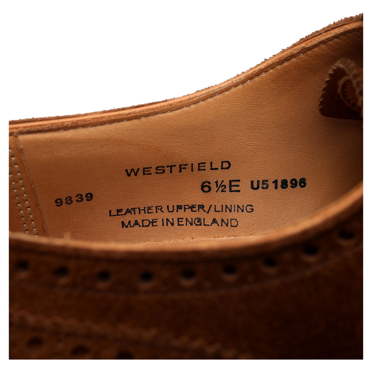 &#39;Westfield&#39; Tobacco Tan Brown Suede Oxford Brogue UK 6.5 E