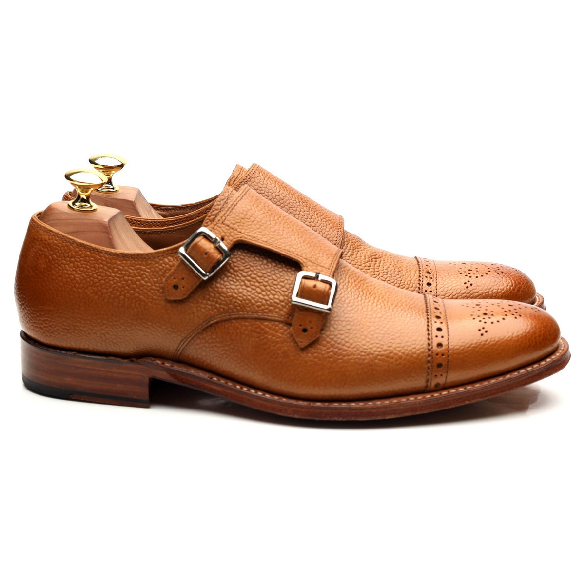 &#39;Ellery&#39; Tan Brown Leather Double Monk Strap UK 8 F