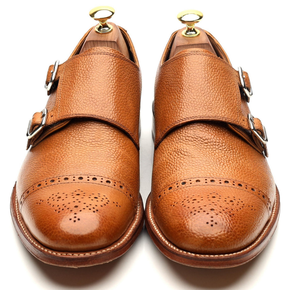 &#39;Ellery&#39; Tan Brown Leather Double Monk Strap UK 8 F