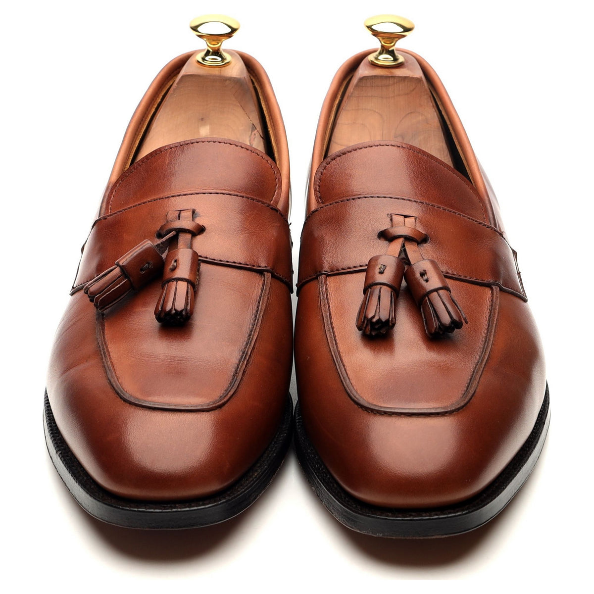 New &amp; Lingwood Tan Brown Leather Tassel Loafers UK 9.5 E
