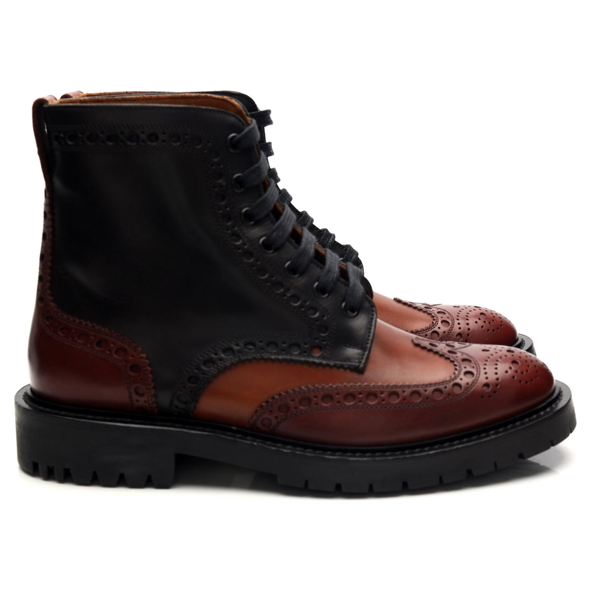 &#39;Barkston&#39; Black &amp; Brown Leather Brogue Boots UK 6.5 EU 40.5