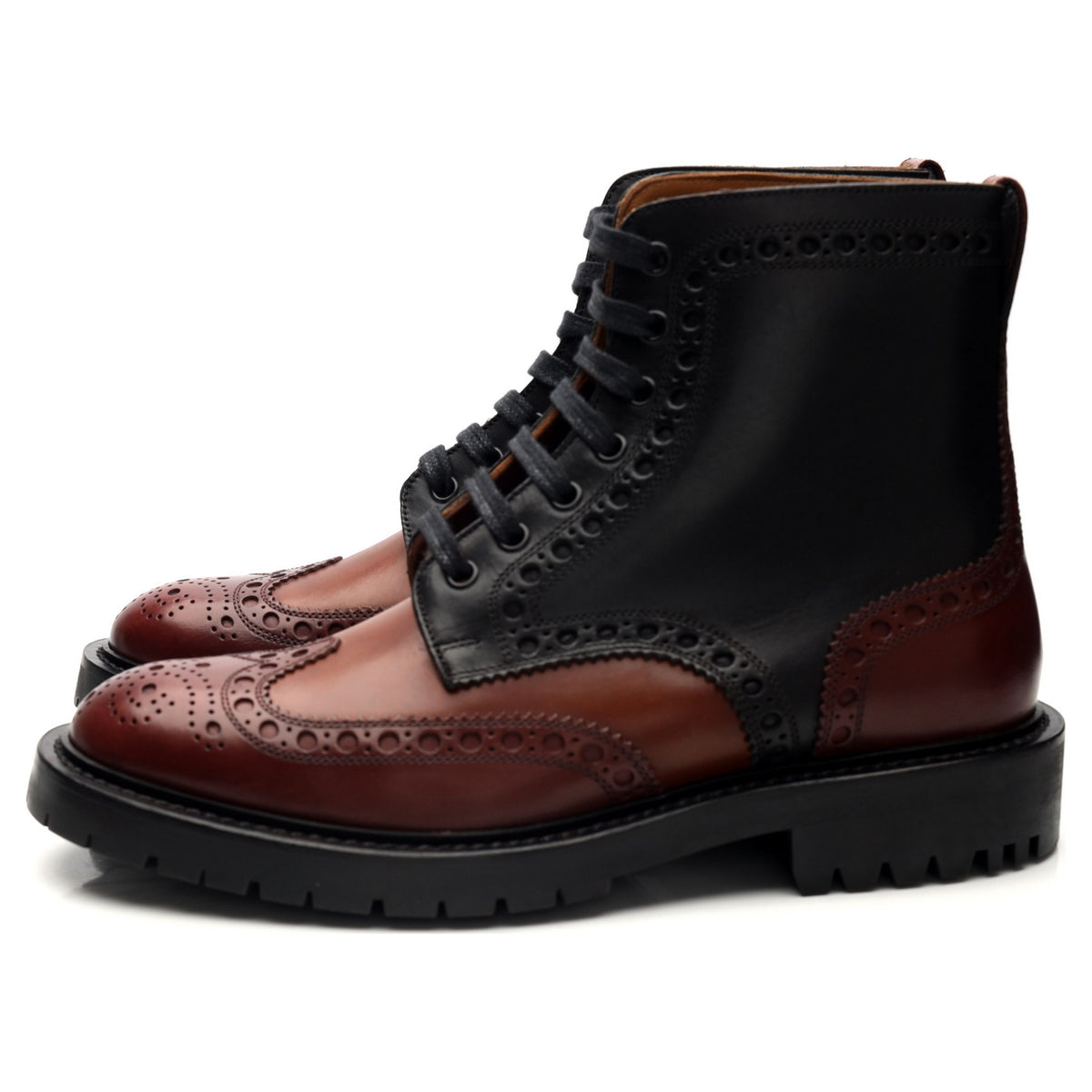 &#39;Barkston&#39; Black &amp; Brown Leather Brogue Boots UK 6.5 EU 40.5