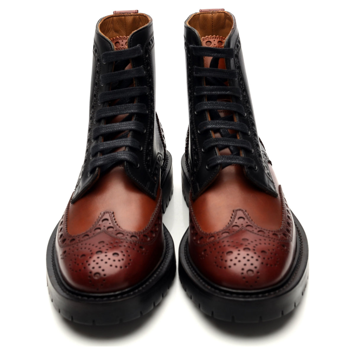 &#39;Barkston&#39; Black &amp; Brown Leather Brogue Boots UK 6.5 EU 40.5