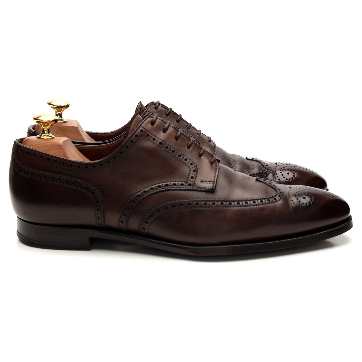 &#39;Brunswick&#39; Dark Brown Leather Derby Brogue UK 8 E