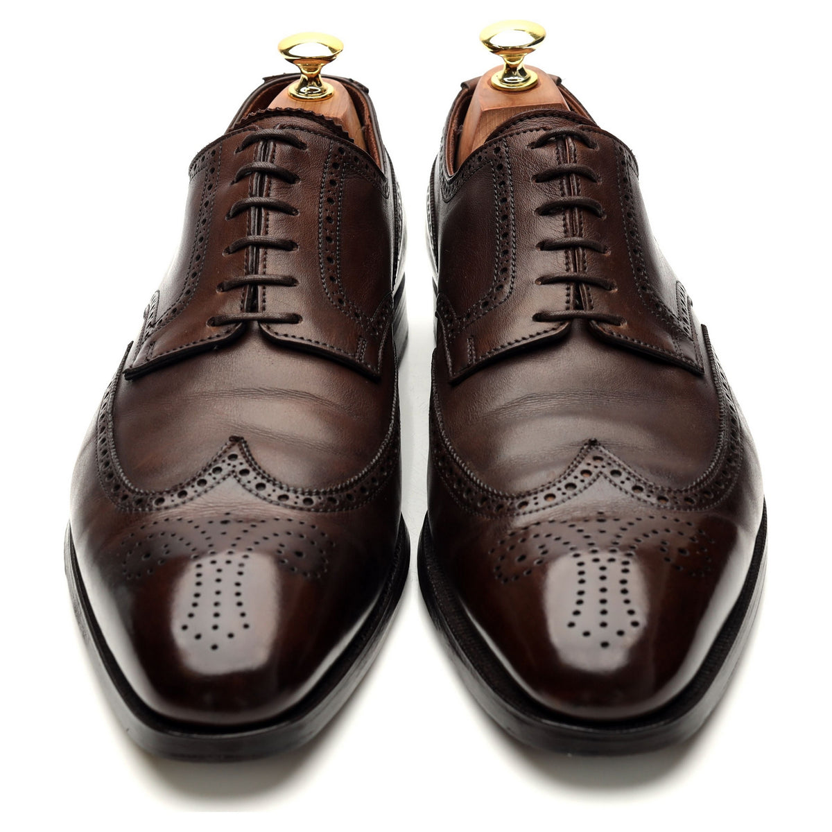 &#39;Brunswick&#39; Dark Brown Leather Derby Brogue UK 8 E