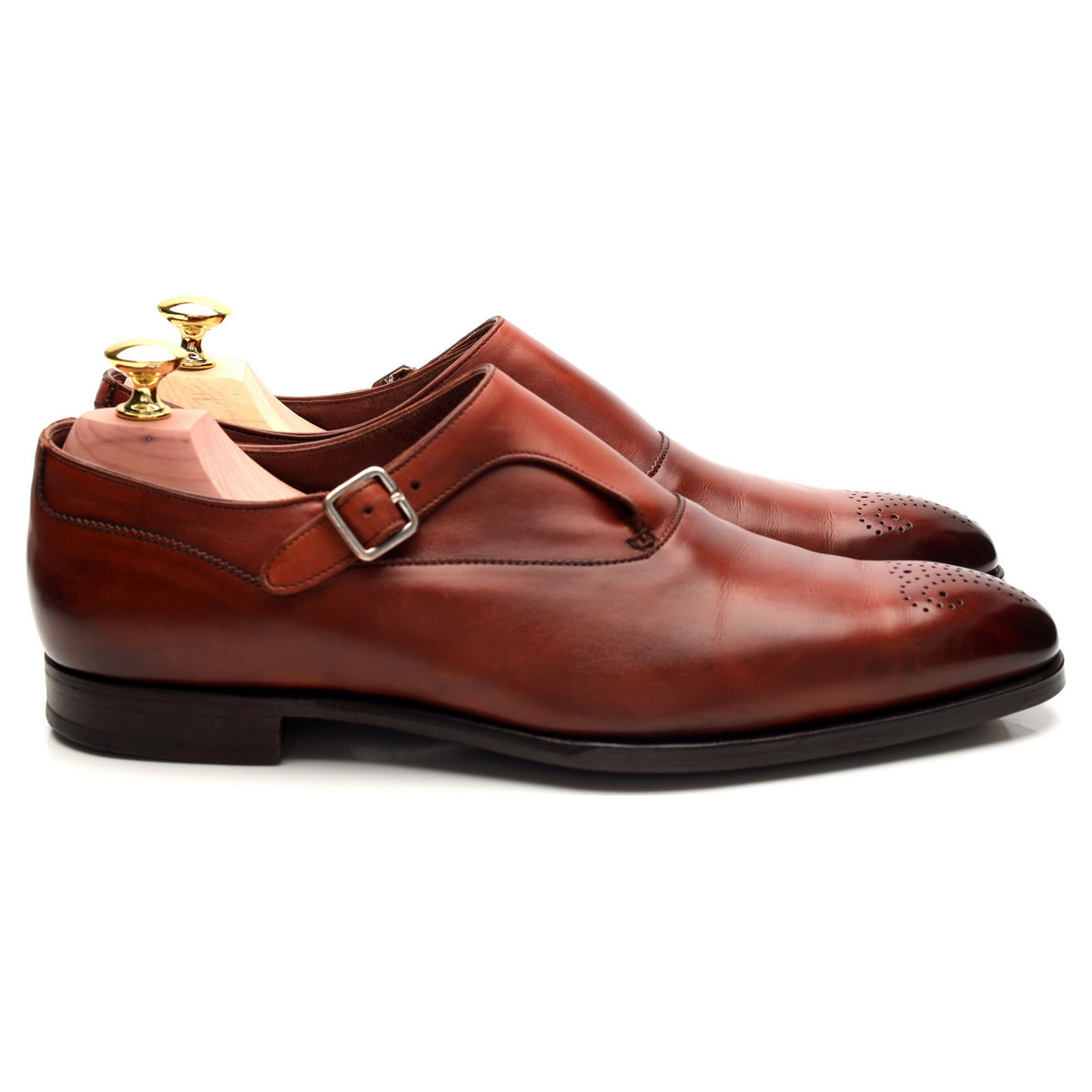 &#39;Winston&#39; Tan Brown Leather Monk Strap UK 7 E