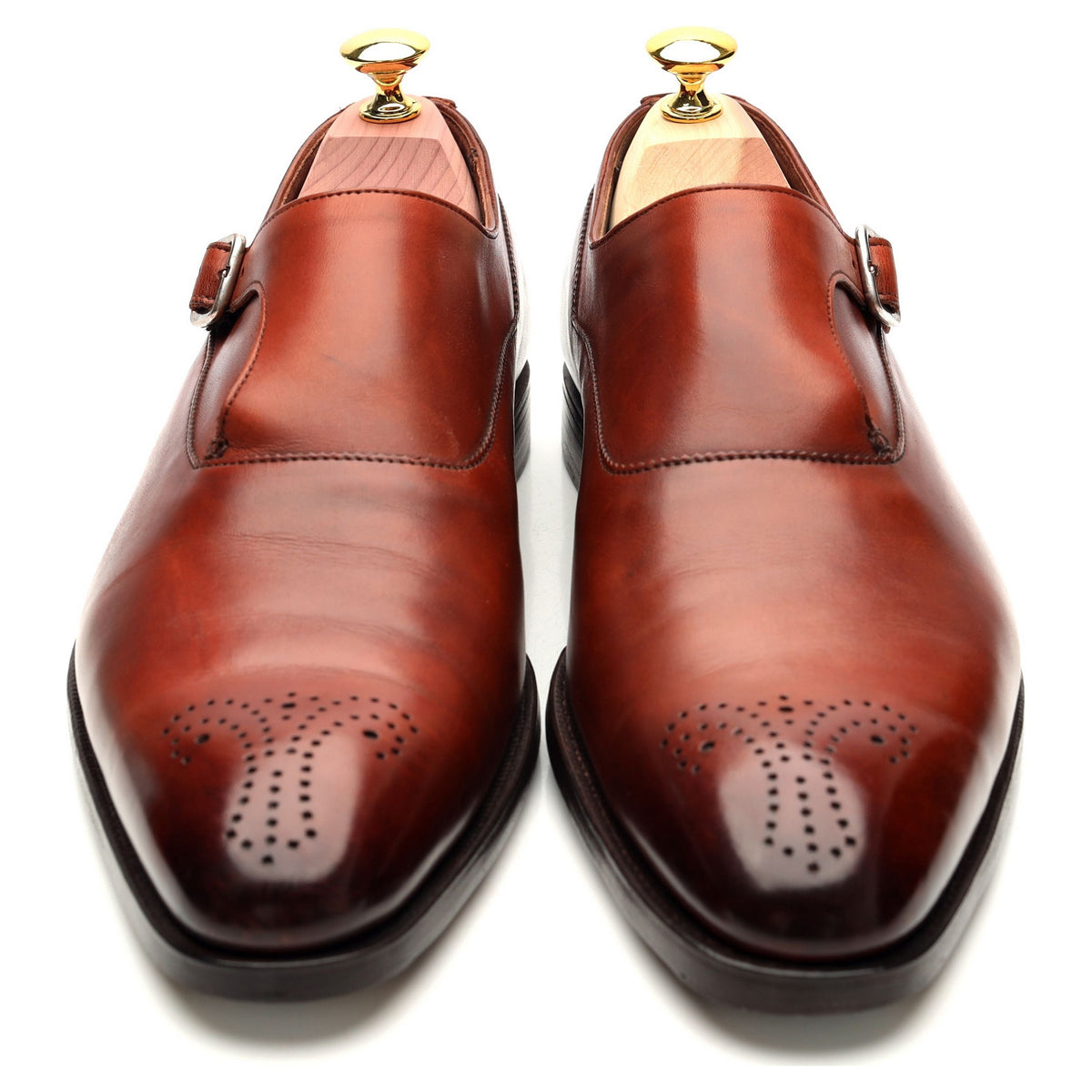 &#39;Winston&#39; Tan Brown Leather Monk Strap UK 7 E