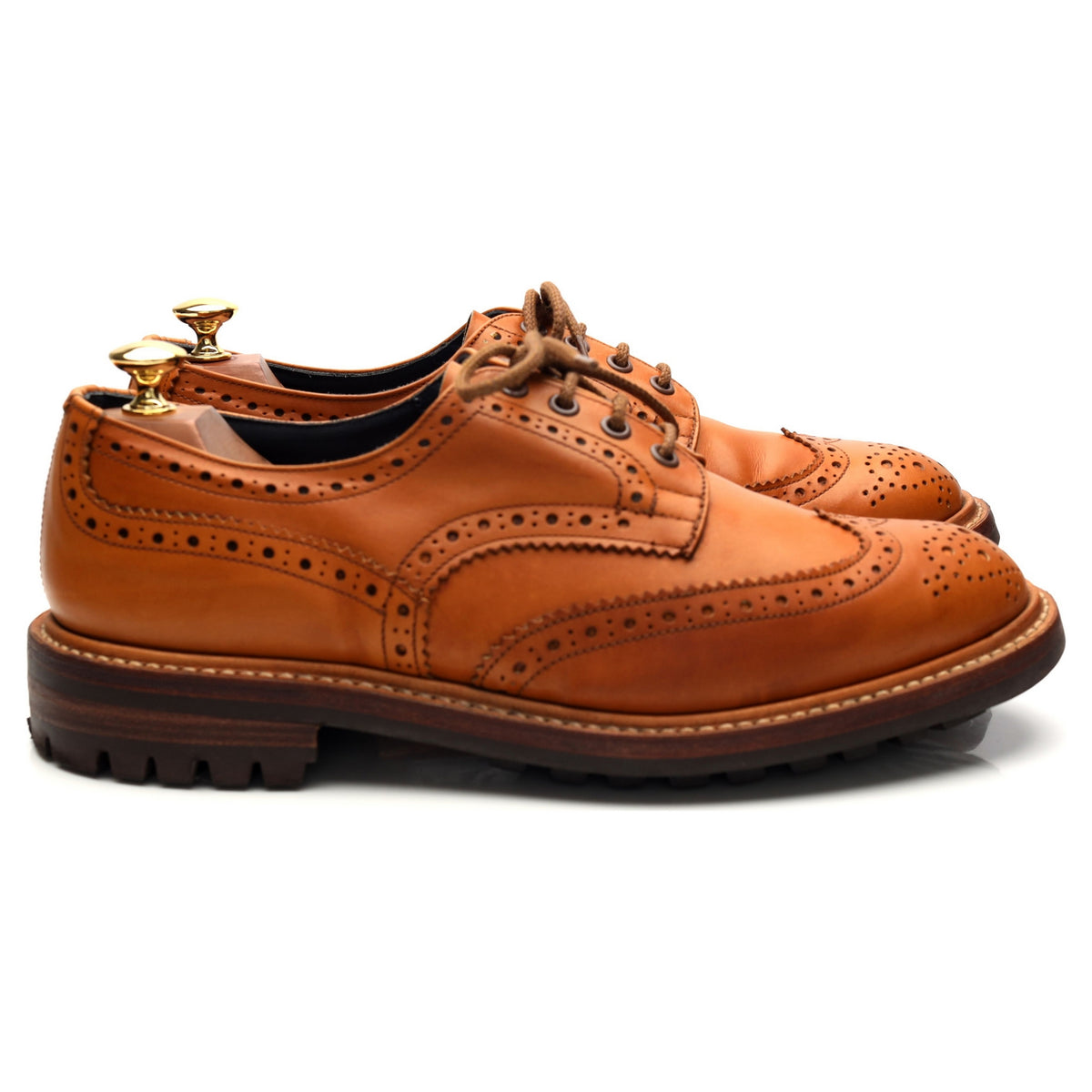 Tan Brown Leather Derby Brogue UK 9