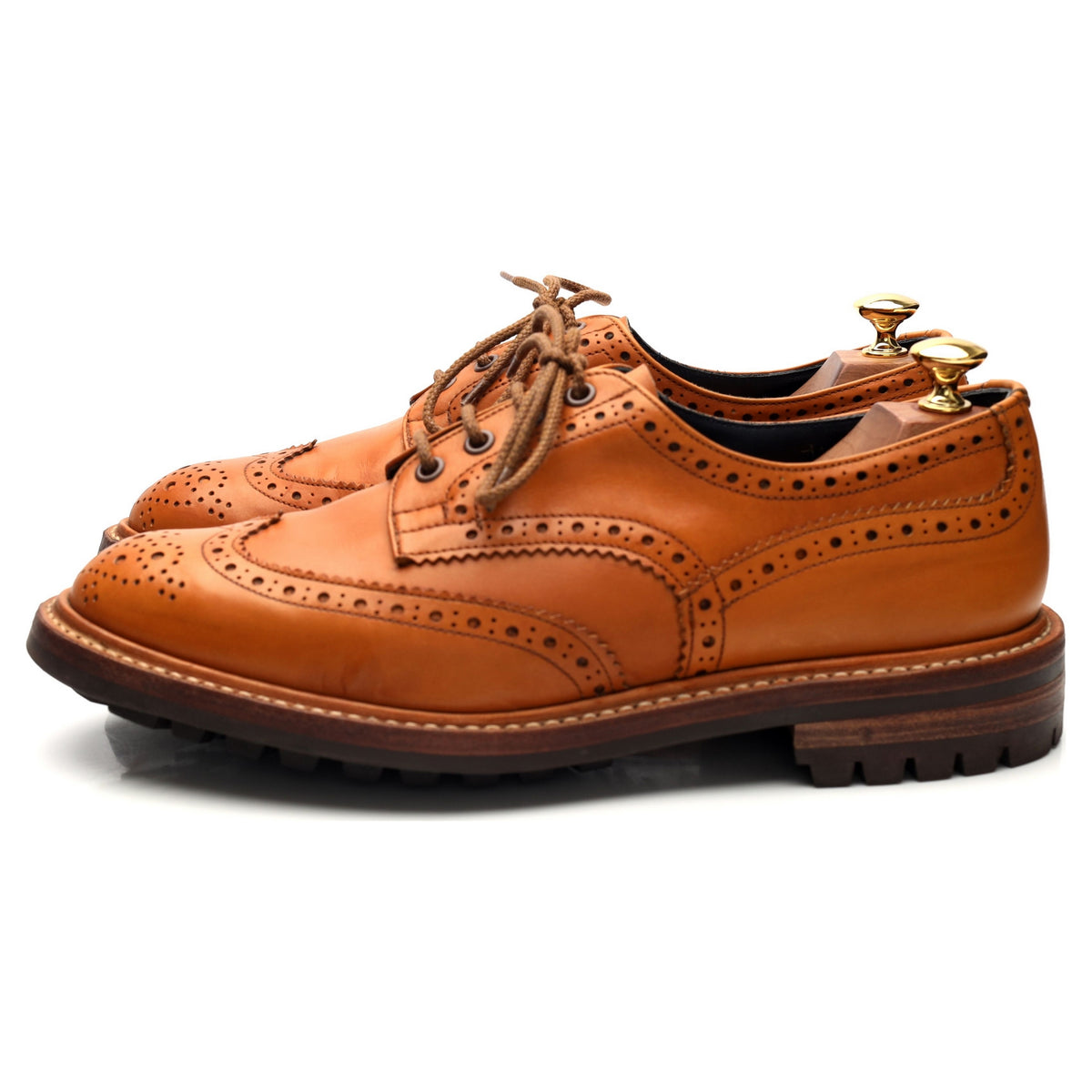 Tan Brown Leather Derby Brogue UK 9