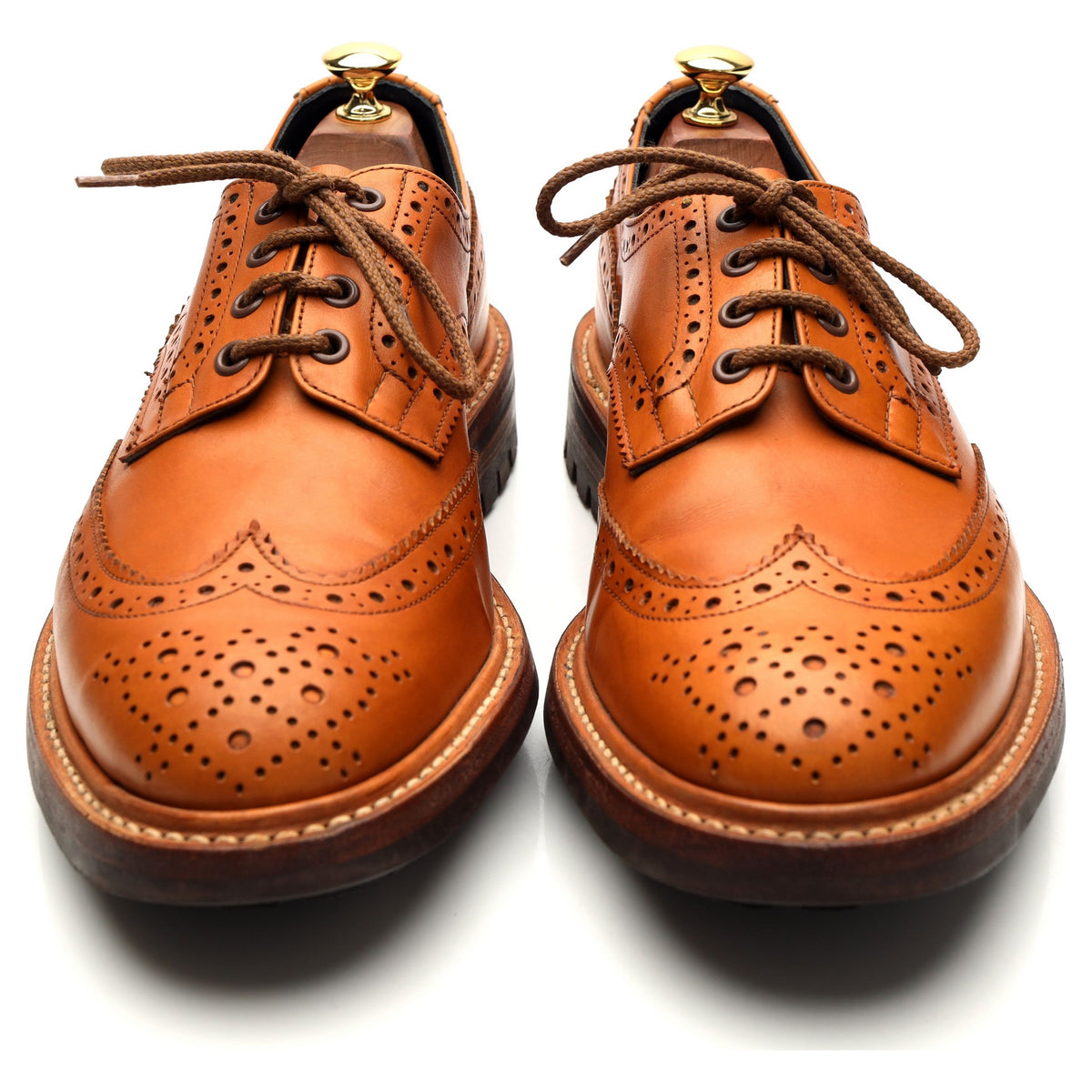 Tan Brown Leather Derby Brogue UK 9