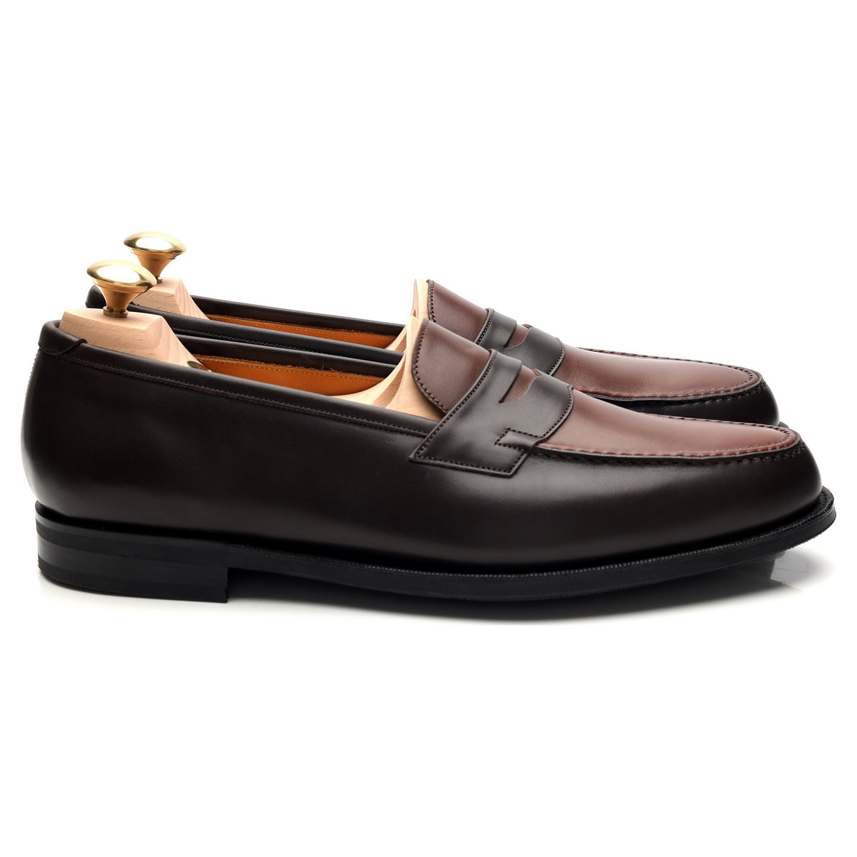 &#39;Duke&#39; Two Tone Brown Leather Loafers UK 8.5 E