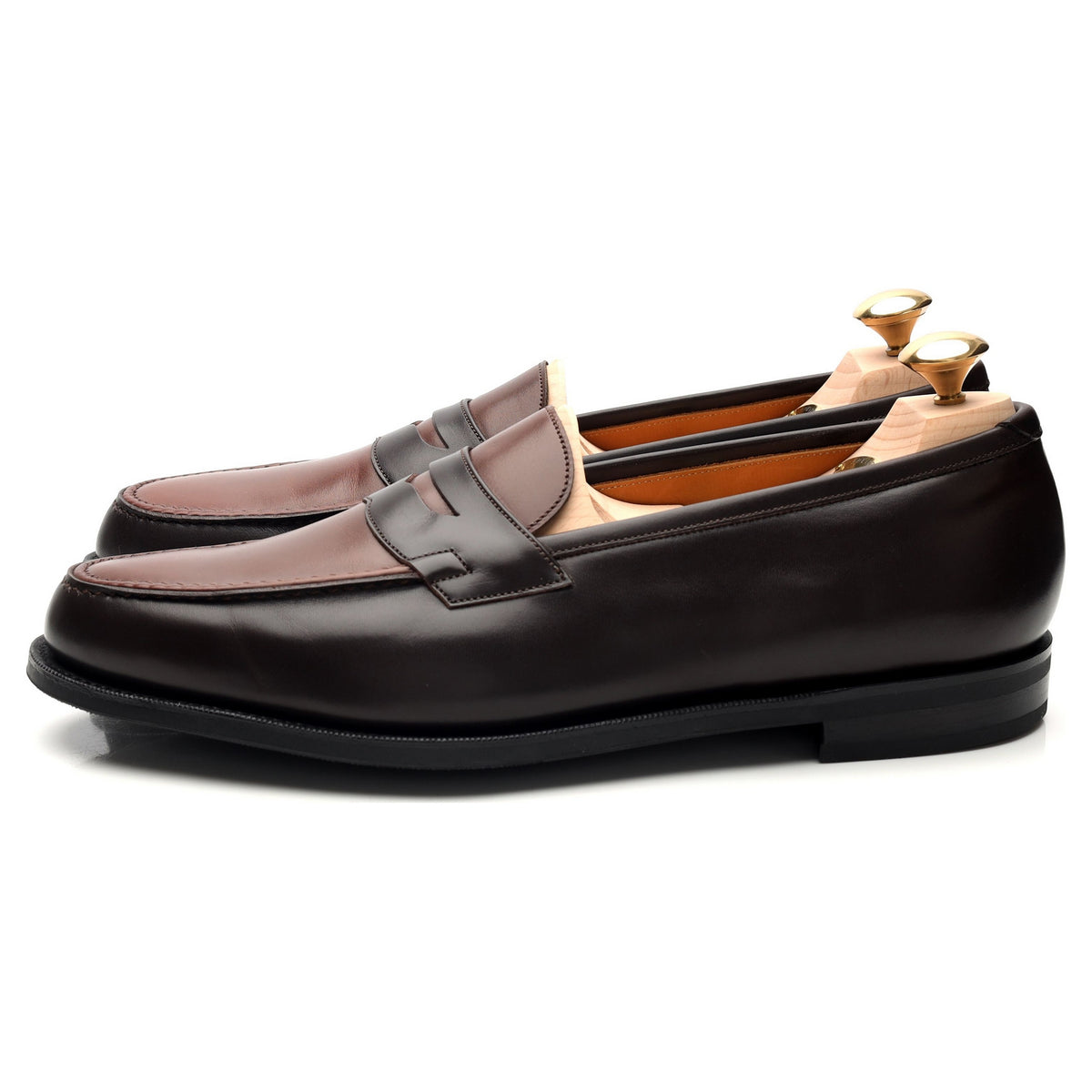 &#39;Duke&#39; Two Tone Brown Leather Loafers UK 8.5 E