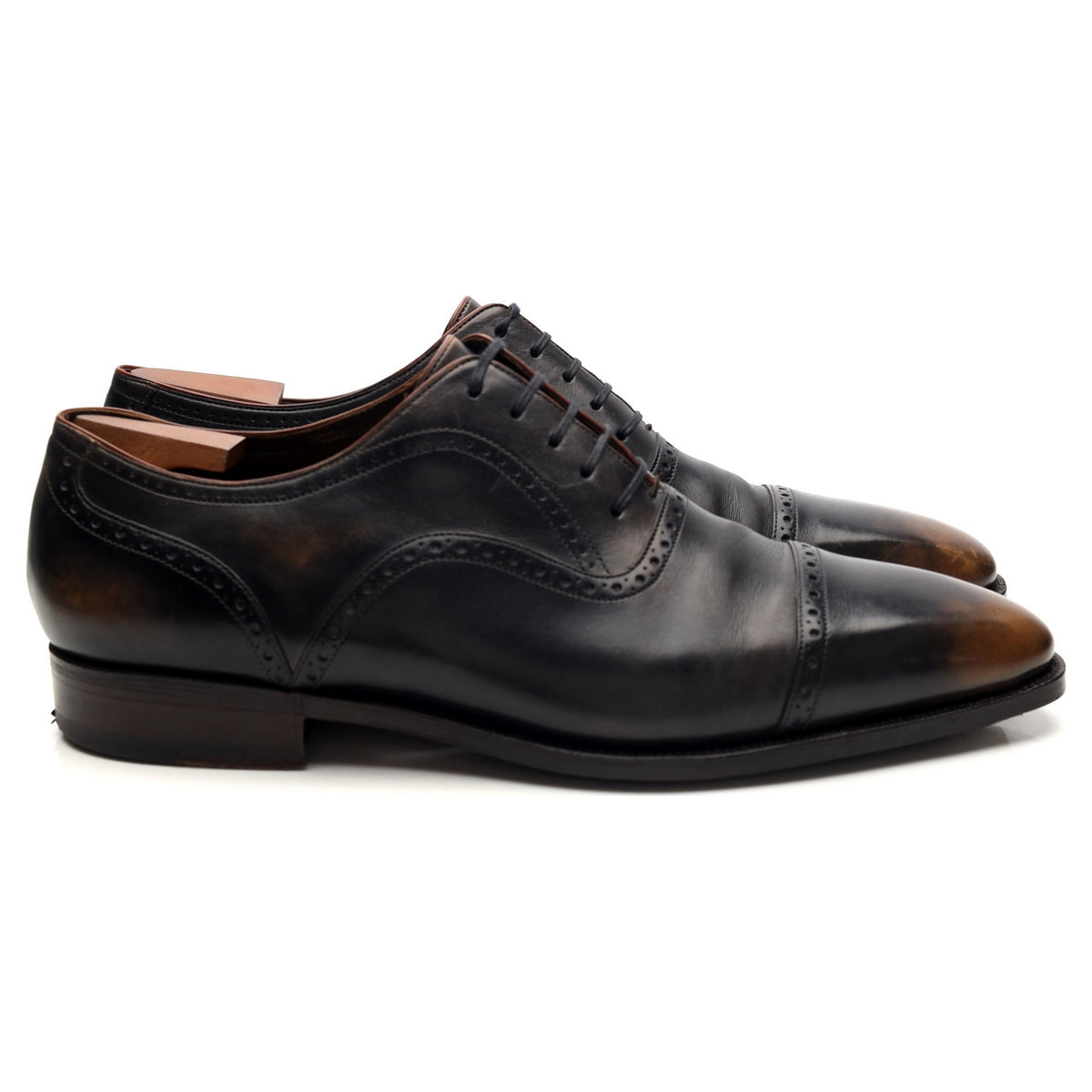 &#39;Bucy&#39; Two Tone Black &amp; Brown Leather Oxford Brogue UK 8.5