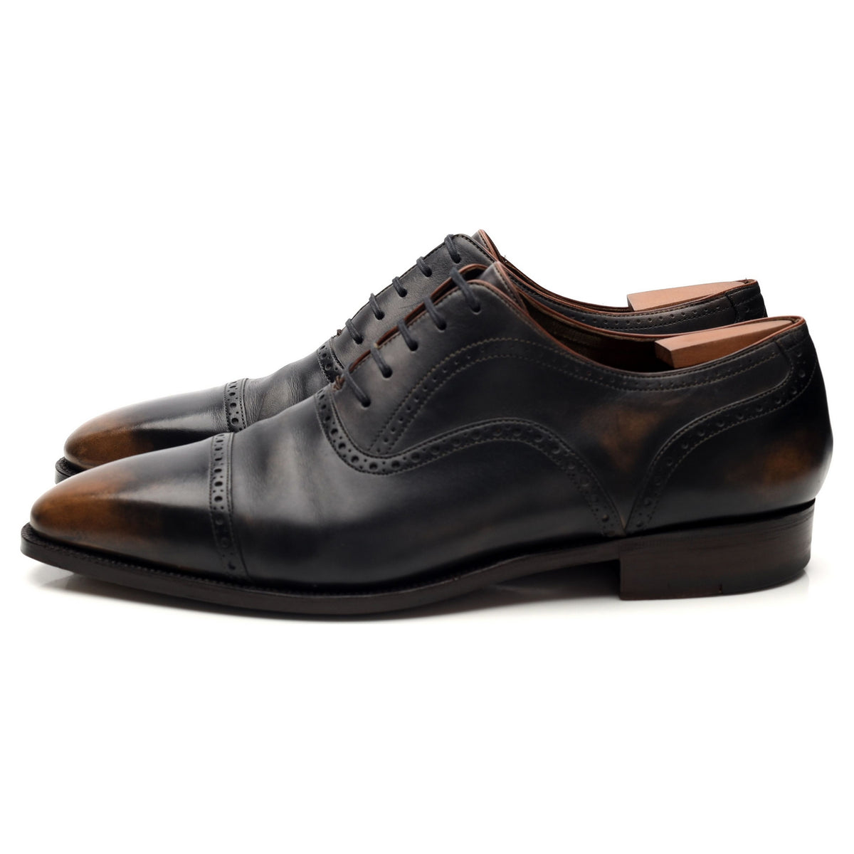 &#39;Bucy&#39; Two Tone Black &amp; Brown Leather Oxford Brogue UK 8.5