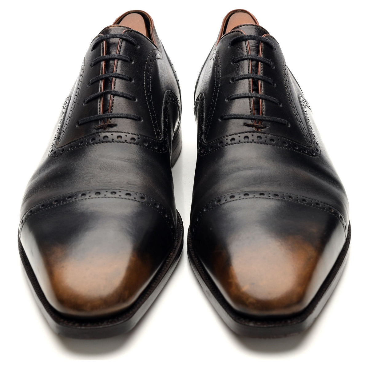 &#39;Bucy&#39; Two Tone Black &amp; Brown Leather Oxford Brogue UK 8.5