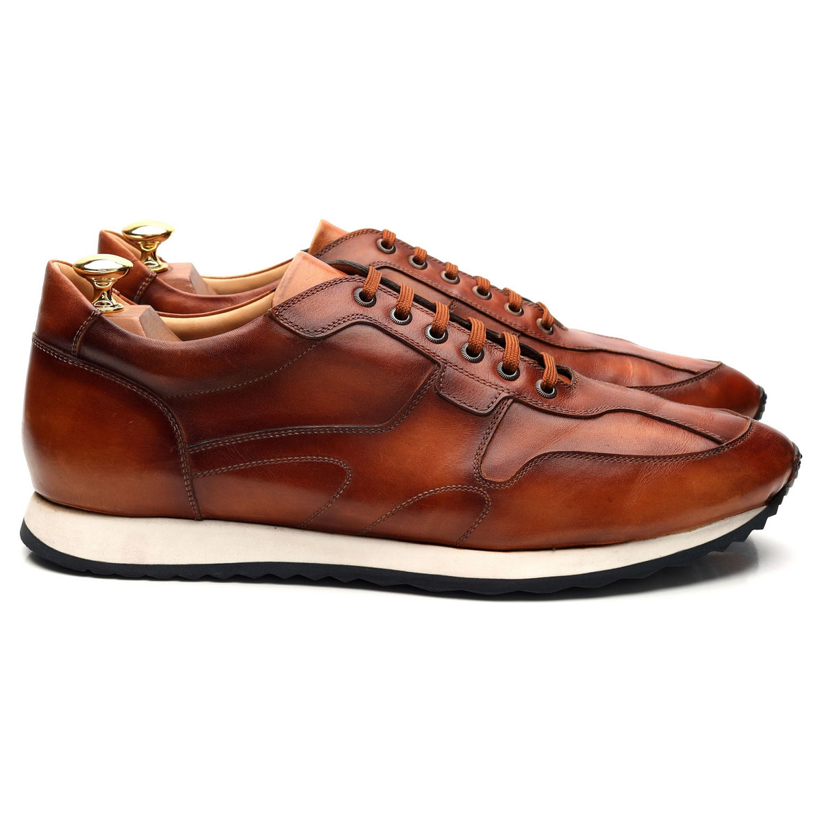 &#39;Goodwood&#39; Tan Brown Leather Sneakers UK 9.5 F