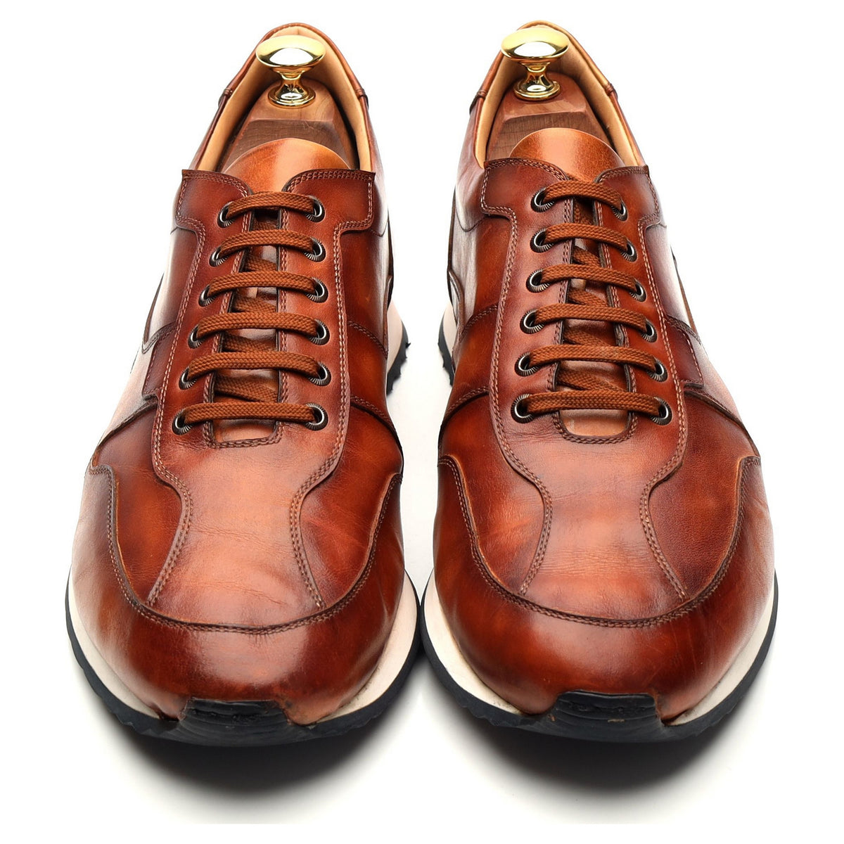 &#39;Goodwood&#39; Tan Brown Leather Sneakers UK 9.5 F