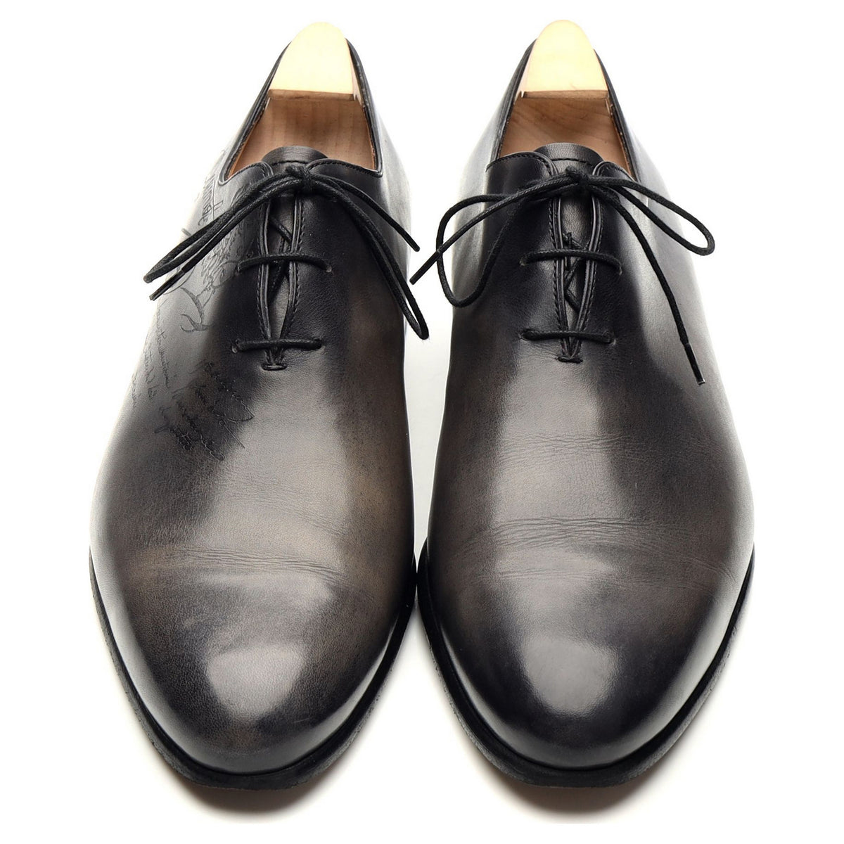 &#39;Alessandro Galet Scritto&#39; Black Patina Leather Wholecut Oxford UK 8