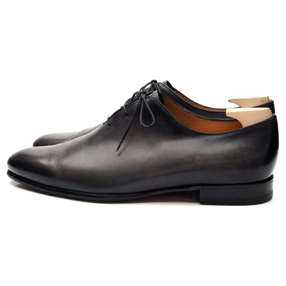 &#39;Alessandro Galet Scritto&#39; Black Patina Leather Wholecut Oxford UK 8