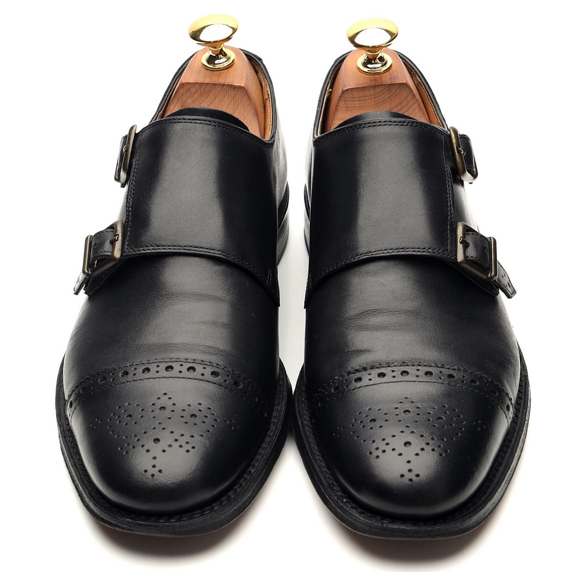 Women&#39;s &#39;Mabel&#39; Black Leather Double Monk Strap UK 6