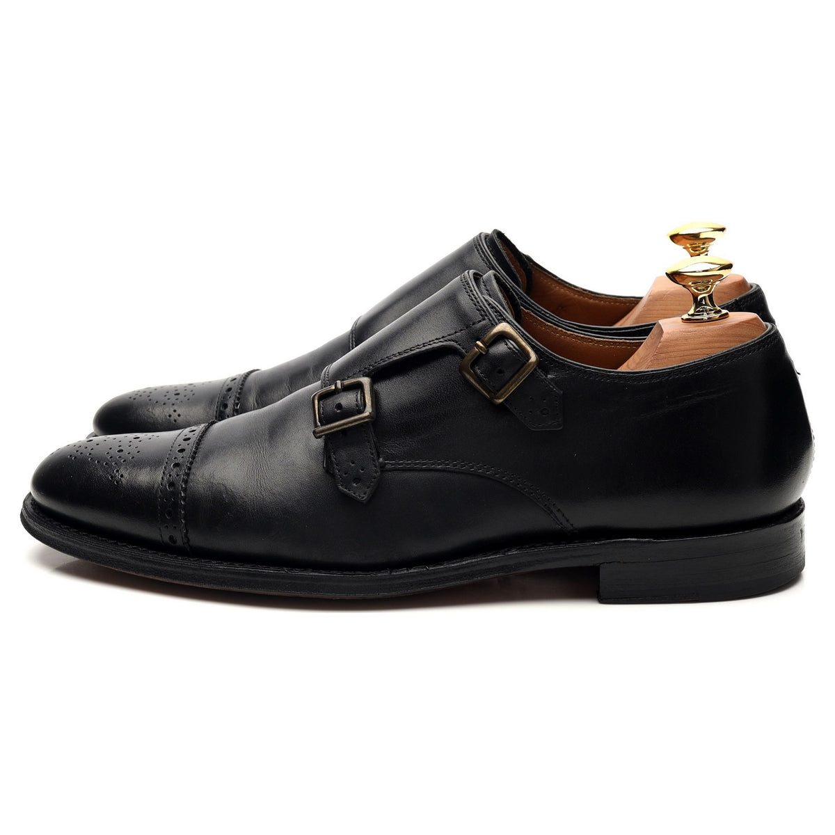 Women&#39;s &#39;Mabel&#39; Black Leather Double Monk Strap UK 6