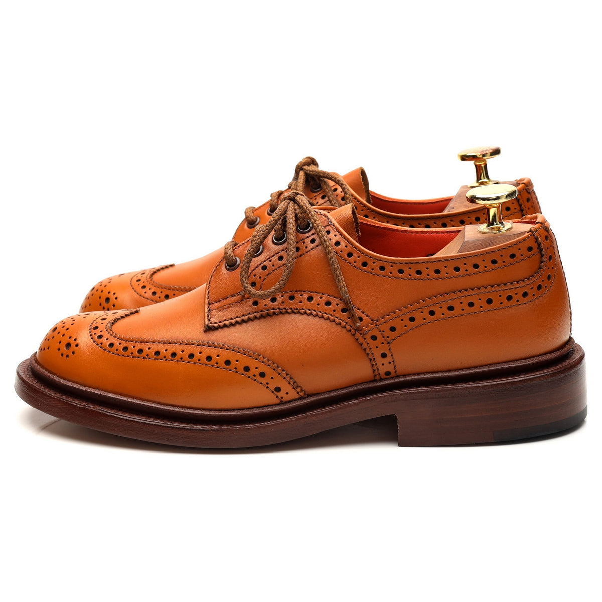 Women&#39;s &#39;Anne&#39; Tan Brown Leather Derby Brogues UK 3.5