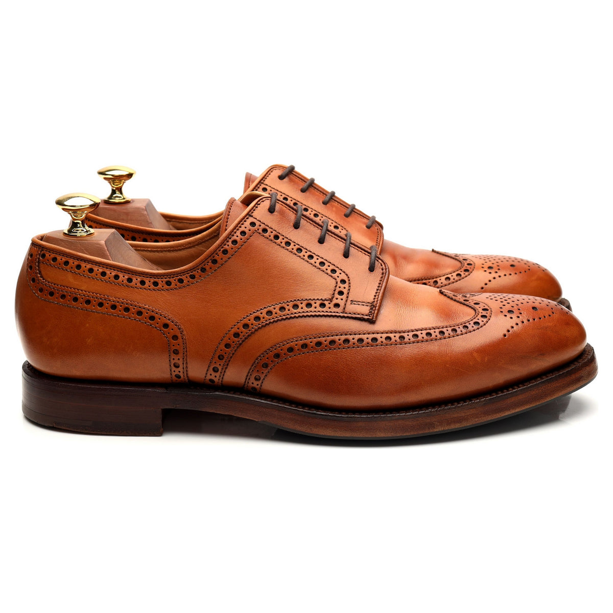 &#39;Cardiff&#39; Tan Brown Leather Derby Brogue UK 9.5 E