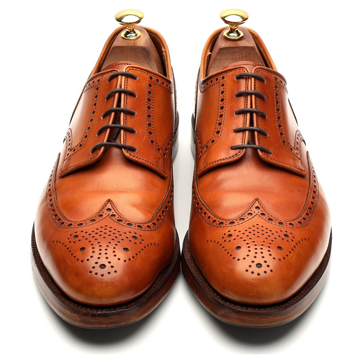 &#39;Cardiff&#39; Tan Brown Leather Derby Brogue UK 9.5 E