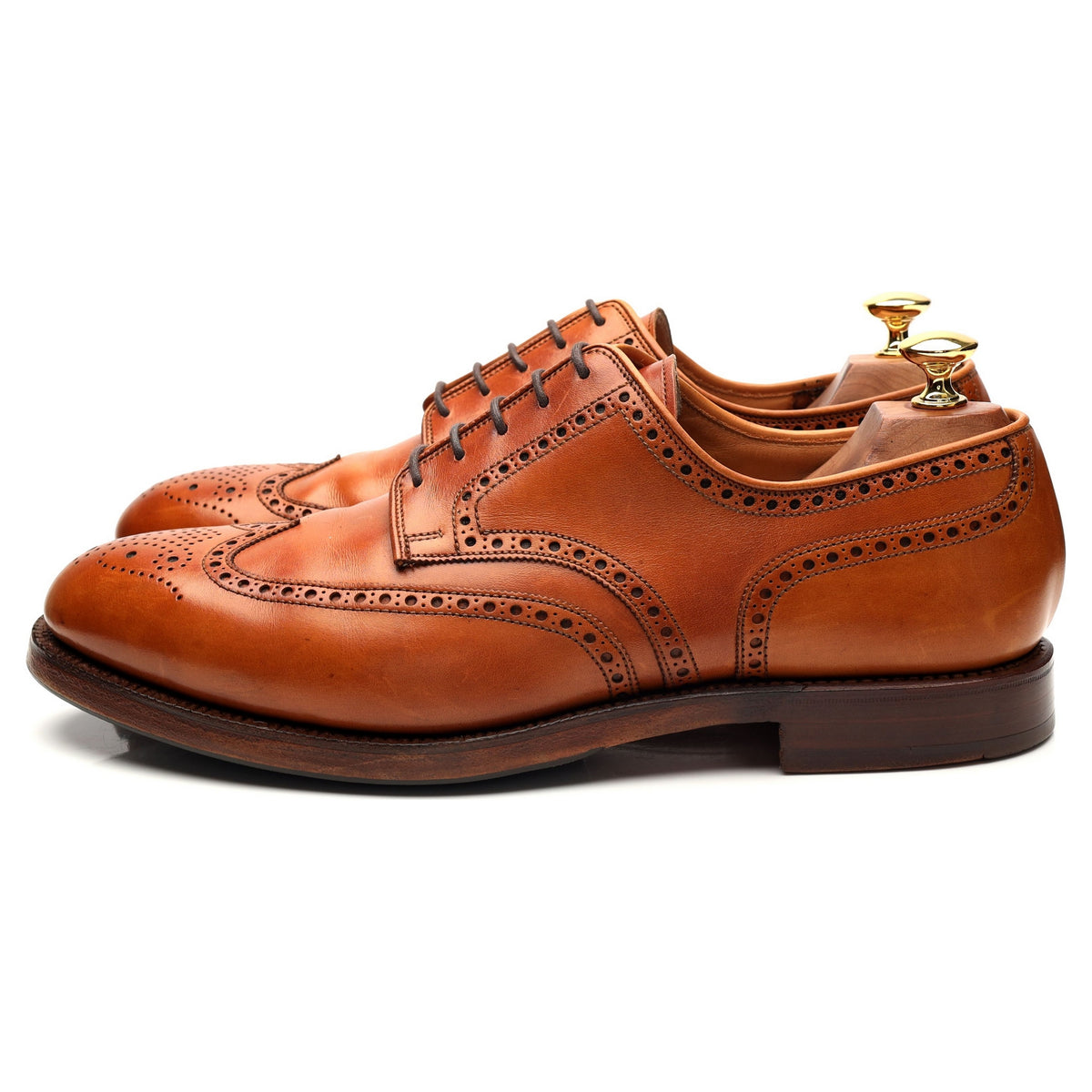 &#39;Cardiff&#39; Tan Brown Leather Derby Brogue UK 9.5 E