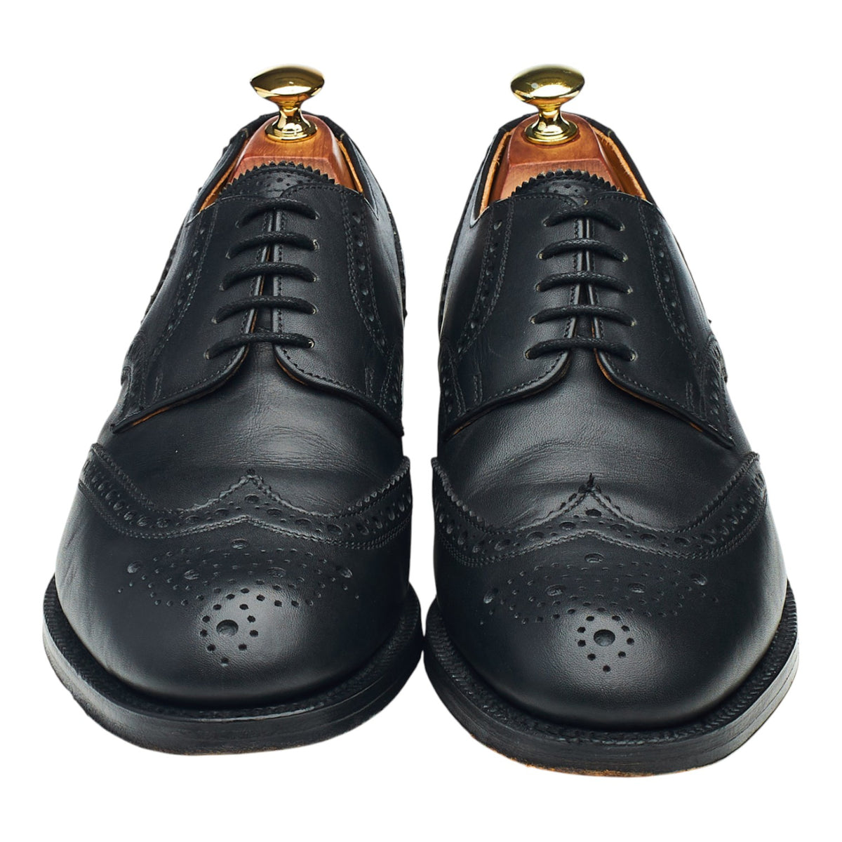 'Selkirk' Black Leather Derby Brogues UK 8