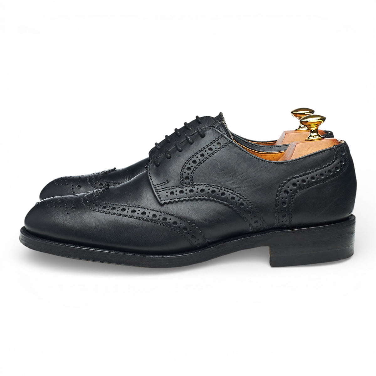 'Selkirk' Black Leather Derby Brogues UK 8
