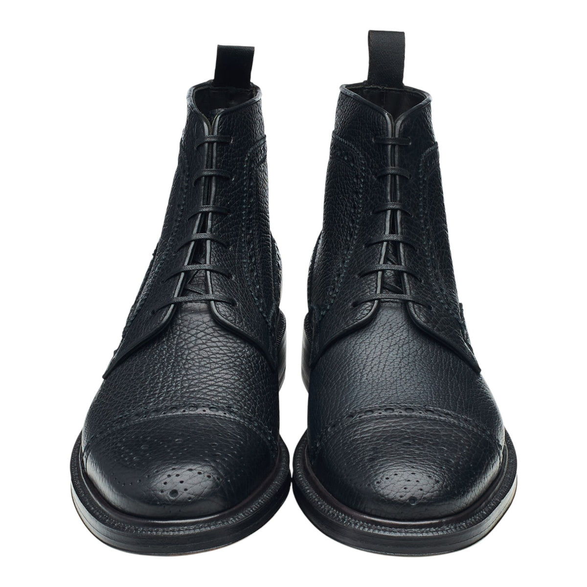 Navy Blue Grain Leather Brogues Boots UK 7